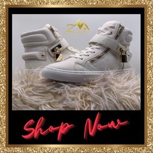 Women’s White/Off White & Gold Fasnacht Sneakers